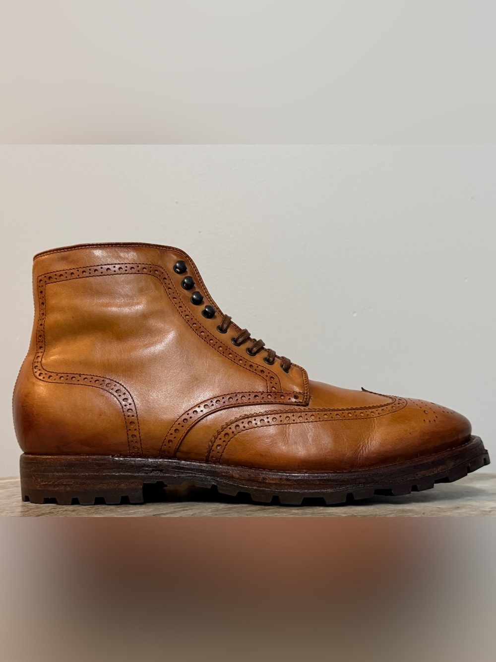 OFFICINE CREATIVE St Moritz Brogue Wingtip Boots Brown Tan Beige 43/10 Fur Lined